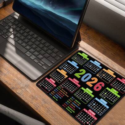 1 Piece: 2026 Calendar Mouse Pad, Holiday Reminder Lock Edge Small Mouse Pad, Non-Slip Rubber Bottom, Washable And Colorfast, Desktop Office Desk Mat, Size: 24x20cm/9.45x7.9inch