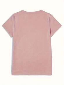 2026 Women's Nurse Letter Print Theme T-Shirt - Pink Nursing Top With Heart Pattern, Bowknot And Stethoscope Design - Breathable Round Neck Short Sleeve Suitable For Medical Staff In Spring, Summer And Autumn Casual Workwear - Machine Washable Nurse Clothing With Fun Nurse Text Print, Elastic Fabric And Logo Elements To Ensure Comfortable Casual Wear,Final Stock,Fan Favorite.,End Of Season,Final Stock,Fan Favorite.Washed T-Shirt,Valentine Outfits For Women,Spring,Summer Outfits For Women. - 粉紅色 - 查看 4