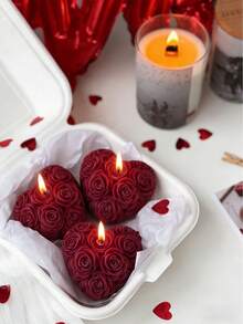 Rose Heart Shaped Candle Mold, Heat-Resistant | High Elasticity Silicone Mold, Multi-Purpose - For Making Candles, Plaster/Painting, Squeezy Toys/Stress Relief, Wedding Favors, Photography Backdrops, Home Decor, Party Gifts, Handmade Crafts. Molded In One Piece, Flexible And Easy To Clean, Reusable - White - View 4