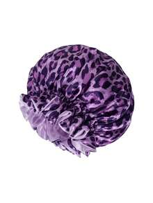 1pc Women's Reversible Satin Lined Sleep Cap, Silk Sleeping Hat For Long Curly Hair - Two-color - View 7