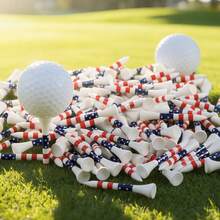 FINGER TEN 40个装 2 1/8英寸木制高尔夫球座，采用美国国旗条纹设计，确保高度一致且清晰可见，是三杆洞的理想之选。 - 白色 - 查看 7