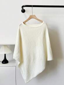 1pc Women's Solid Color Knitted Wool Blend Shawl Cardigan, Sun Protection, Warm, Elegant, Lady Style, Suitable For Indoor, Office, Travel, Outing, Spring, Autumn, Winter - Multicolor - View 5