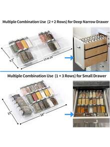 一套（4个）透明亚克力可叠放抽屉收纳盒，适合存放化妆品和调料瓶，适用于卧室、厨房和浴室台面，可放置化妆品、口红、眼影盘、调料罐等。 - 查看 5