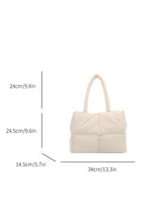 新款时尚大容量加厚手提包/单肩包，适合聚会、郊游、度假、购物和日常使用，可存放硬币、手机等物品，也适合作为办公室女士、大学生和上班族的公文包，优雅女士包。 - 白色 - 查看 7