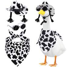 Porch Goose Outfit, Cow Pattern Goose Statue Clothes Hat With Scarf Sunglasses Garden Decoration - 彩色 - 查看 4