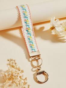 1pc Zinc Alloy Keychain, Keychain, Bag Charm, Double-Layer Ribbon Keychain, Woven Strap Keychain, Keychain Accessory, Wrist Keychain, Printed Webbing Keychain, Women's Car Keychain, Women's Bag Pendant Keychain, Universal Keychain, Women's Fashion Keychain (Slight Color Difference May Occur Due To Different Shooting Angles And Lighting, Actual Item Prevails.) - Baby Pink - View 6