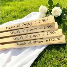 Customized Wedding Hand Fan, Personalized Wedding Gift Fans, Wholesale Engraved Bride Party Favors, Handmade Romantic Wedding Fans, Bridesmaid Gifts - 彩色 - 查看 5