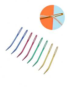 8pcs Aluminum Alloy Large Eye Weaving Needles, Tapestry Needles, Sweater Sewing Needles, Smooth Surface, Suitable For Crocheting, Sewing, Threading, Handicrafts - Multicolor - View 2