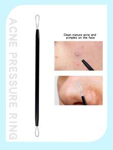 1pc Stainless Steel Blackhead Remover Tool, Acne Pimple Extractor, Facial Pore Cleaner, Suitable For Salon, Home And Travel, Unisex - Black - View 7