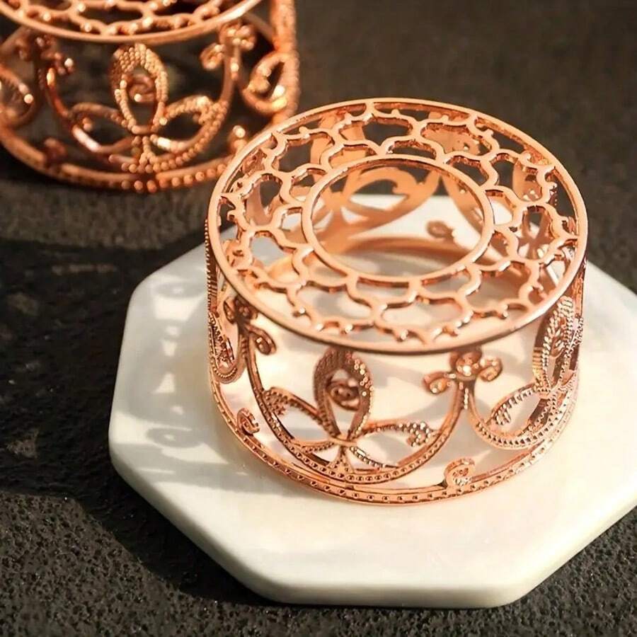 玫瑰金蜡封加热器，优雅金属漆熔化锅带勺，印章工艺用品，非电动蜡珠熔化器，优质手工工艺配件 - 彩色 - 查看 1