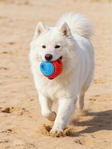 Pet Treat Dispensing Ball For Dogs Cats - Chew Resistant Squeaky Dual Color Bouncy Toy, Boredom Relief, Ideal For Puppy Kitten Owners - Multicolor - View 5