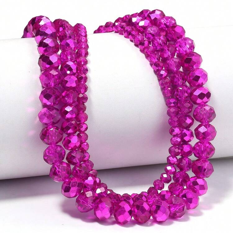 57/80/100pcs Faceted Crystal Glass Beads 4-8mm Purple-Red Half Silver Rondelle Spacer Beads For Jewelry Making Bracelet Necklace Crafting - Purple - View 6