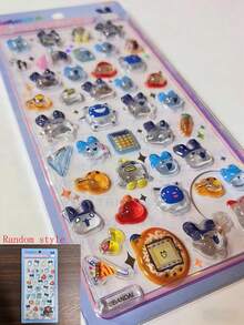 1张动漫卡通贴纸，可爱小猫动物贴纸，可重复使用防水贴纸，DIY手工贴纸，适用于DIY手机壳、DIY笔记本贴纸、DIY工艺品、笔记本电脑、礼品包装、派对装饰，完美的节日礼物，送给粉丝和朋友的礼物（款式随机）