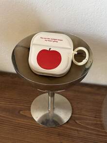 1pc Minimalist Red Apple Design 4/Pro 3 Protective Case, Suitable For Airpods 2nd/3rd Generation