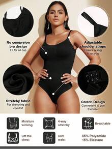 1pc Women Seamless Shapewear Bodysuit, Thong Bottom, Slimming Shaping Bodysuit, Tummy Control Bodysuit, Shapewear, Waist Trainer - Black - View 4
