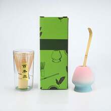 3PCS Matcha Set Bamboo Whisk Tea Spoon Ceramic Fittings Matcha Whisk Tea Spoon And Scoop Tea-Making Tools - Multicolor - View 1