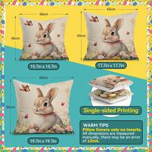 4 fundas de almohada decorativas con estampado de conejito y huevo de Pascua, de un solo lado, para sala de estar, dormitorio y decoración del hogar, aptas para todas las estaciones - No incluye relleno de almohada - Multicolor - Ver 2