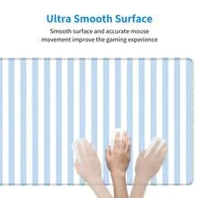 1 件装简约浅蓝色条纹鼠标垫，超大加厚桌面垫，笔记本电脑键盘垫，家用和办公用 - 長方形 - 查看 7