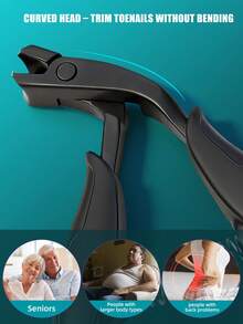 Heavy Duty Long Handle Toenail Clippers, Stainless Steel Forged Wide Opening Design, Easy To Cut Thick & Hard Nails, Suitable For Elderly & Weak Hand Strength Users, Non-Slip Grip Handle, Anti-Splash, Smooth Edges After Cutting, Easy To Clean & Durable, Professional Nail Care Tool For Home Use - Multicolor - View 5