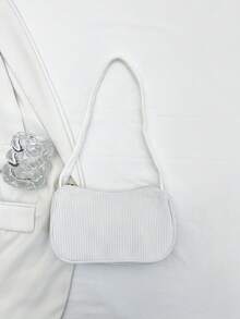 Women's Solid Color Lightweight Luxury Casual Shoulder Bag, Suitable For Daily Commute, Travel, Shopping - White - View 5