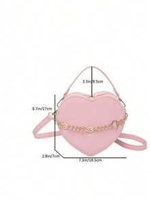 Pink Heart-Shaped Crossbody Bag, Local Delivery Inspired Designer Handbags, Luxury Bags For Women, Sweet Matte Finish Hand Bag With Heart Chain Decor, Elegant Valentine's Day Gift, Perfect For Spring Summer, Travel Essential, College Essentials, Bridal Shower Party Favors, Wedding Favors For Guests - 粉色 - 查看 5