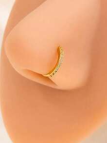 2 piezas Anillos de nariz de moda para mujeres, anillos de nariz falsos con zirconia incrustada en oro/plata, diseño sin perforación, anillos de nariz de estilo punk/hip-hop con zirconia, adecuados para atuendos de fiesta - Multicolor - Ver 4