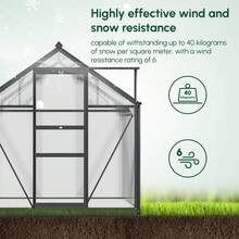 6x4ft Polycarbonate Walk-In Greenhouse – Large Aluminium Frame Garden Grow House With Sliding Door & Window (Grey) - Default - View 7