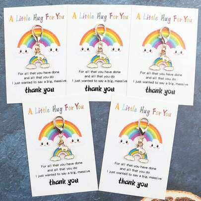 1pc/3pcs/5pcs Rainbow Unicorn Keychain, Bright Color Design, Cute And Healing Style, Comes With Matching Thank You Card. The Keychain Is Suitable For Those Who Love Cute And Healing Style, Can Be Used As Key Or Bag Decoration, Also Suitable As A Thank You Gift For Friends And Family, Conveying The Meaning Of "Your Effort Is As Beautiful As A Fairy Tale, I Sincerely Thank You" With The Lively Unicorn Shape.