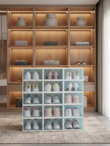 Zapatera Caja Apilable Plegable Organizador Multiusos, Con 4 Diferentes Colores - Blanco - Ver 10