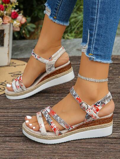 1 Pair Summer Teens Platform Sandals, Fashionable Minimalist Strap Lightweight Buckle Casual Comfortable Outdoor Beach Slippers