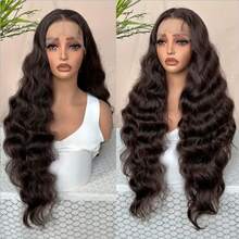 MECRY 13x6 Loose Wave Brown Body Hairpiece With Transparent Lace Front - Suitable For Daily Wear - Brown - View 1