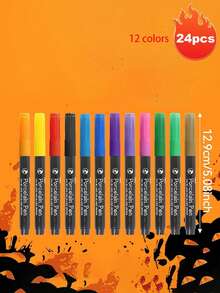 12 Colors Ceramic Painting Markers, Suitable For DIY Graffiti, Water-Based, Fade-Resistant, Perfect For Creating Art On Ceramic And Glass, Ideal Gift For Halloween, Christmas, Easter, New Year And Birthday - Multicolor - View 18