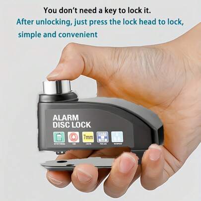 Motorcycle/Bicycle Disc Brake Lock With Alarm, Electric Bike Anti-Theft Lock, Cycling Accessories