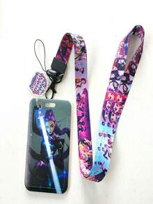 Mattel 1pc K-Pop Cartoon Witch Hunting Girl Group Lanyard + Card Holder, Suitable For Bus, Metro, School, Office, Card Protection, Back To School Essential, Valentine's Day Party Small Gift