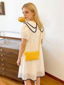 Solid Color Nylon Minimalist Shoulder Bag, Crossbody Coin Purse For Teens - A - View 5