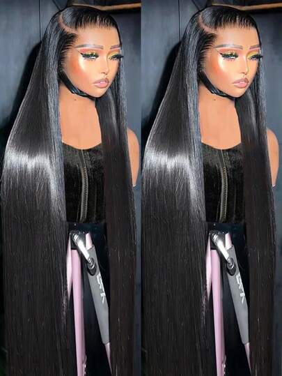 深波浪短波波头自然黑色13X4高清蕾丝前合成假发，预先拔毛，适合角色扮演和日常佩戴，无需胶水