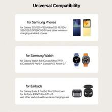 3-In-1 Wireless Charger Station Compatible With Samsung Galaxy S25 Ultra/S24 Ultra/S23/S22/Note 20/Z Flip/Fold 7/6, Compatible With Samsung Galaxy Watch Ultra/8/7/6, Compatible With Galaxy Buds 3/3 Pro - Black - View 3