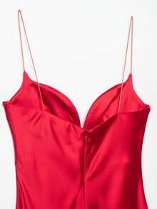 Đầm satin thời trang DEEKA dành cho nữ, thiết kế tối giản theo phong cách Âu Mỹ, thanh lịch cho mùa xuân/hè. - Đỏ - Xem 8