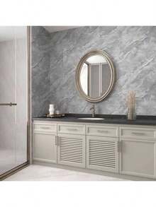 1 Roll Light Luxury Light Grey Marble Self-Adhesive Wallpaper Waterproof And Oil Resistant Kitchen Countertop Wall Stickers Bathroom Furniture Renovation Wallpaper Vinyl Wall Contact Paper Thickened And Durable Easy To Install And Detachable. 15.7inx39.3/118.1/196.8in - Light Grey - View 13
