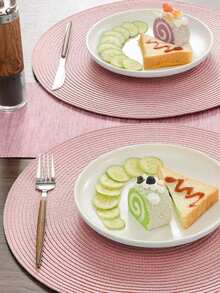 2片/4片装15英寸圆形编织PP餐垫，纯色手工编织隔热桌垫，多种颜色可选，可水洗防滑耐热桌垫杯垫，适用于家庭餐桌装饰、节日派对、餐厅、厨房、农舍风格、圣诞节和新年派对 - 彩色 - 查看 17