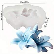 1pc Reusable Silicone Lily Flower Mold - Suitable For DIY Crafts, Wedding Decor, Clay/Resin/Candle/Soap/Plaster Molds - Home Decor, Wedding, Anniversary, Valentine's Day Gift - White - View 6