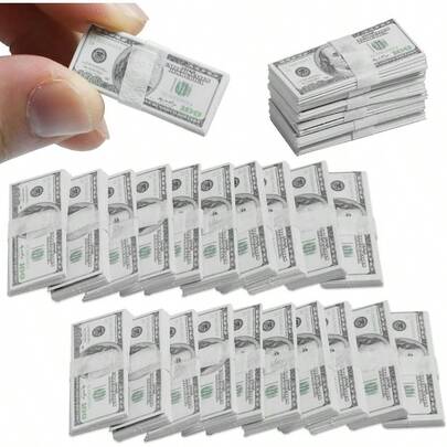 100 Pcs 1:12 Dollhouse Miniature Scene Model Mini Dollar Bills, Fake Bills For Dollhouse Scene Model Craft Supply Dollhouse Accessories