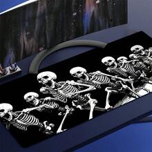 1pc Funny Cute Skeleton Gaming Mouse Pad With Non-Slip Rubber Base, Large Anime Black Goth Style Mouse Mat With Stitched Edges, Long Keyboard Pad For Home And Office - Black and White - View 11
