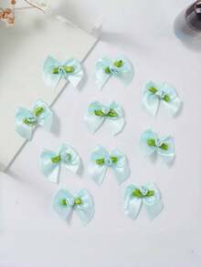 30pcs/Set Bow Tie Rose Flower 3cm Ribbon With Leaves, Handmade DIY Small Flowers For Clothing, Shoes, Toys, Accessories, Ribbon Flower Headpieces, Gift Box Decor, Home & Apparel Accessories - Multicolor - View 14