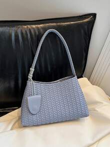 韩版腋下包套装，复古编织图案单肩包和休闲手提包，2件套 - 彩色 - 查看 5