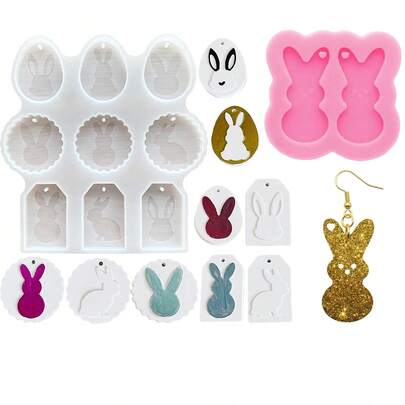 1pc Easter Rabbit Resin Mold Cute Rabbit Shape Mini Earring Mold 3D Rabbit Silicone Epoxy Resin Keychain Mold Used For Resin Casting Keychain Mold Cute Animal Craft Mold DIY Easter Decoration Home Decoration, DIY Epoxy Resin Jewelry Production Process