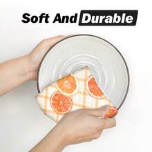 2/4 szt. ściereczek kuchennych z nadrukiem w cytrusy, superchłonne ściereczki z mikrofibry, nowoczesne ściereczki kuchenne do gotowania i pieczenia, ściereczki do czyszczenia, ręczniki do rąk, bardzo miękkie i chłonne, wystrój kuchni, prezenty dla sąsiadów, matek, urodziny, parapetówka dla przyjaciół, niezbędne artykuły kuchenne, artykuły codziennego użytku - Wielokolorowe - Zobacz 10