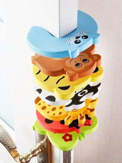 1/8pcs Baby Safety Door Cushion, Cartoon Pattern Child Safety Anti-Pinch Door Stopper, Cute Animal EVA Foam Door Guard - Soft, Colorful Safety Plug, Soft Texture, Door Wall Protector
