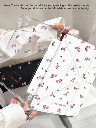Flower 3-Fold Basic Ditsy Floral Pattern Tablet Protective Case