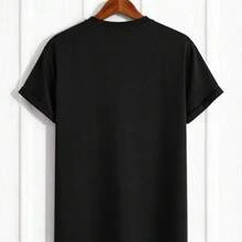 Camiseta cómoda para hombres con estampado de patrón AMO A MI NOVIA, camiseta gráfica, ropa de verano para hombres, ropa masculina - Negro - Ver 2